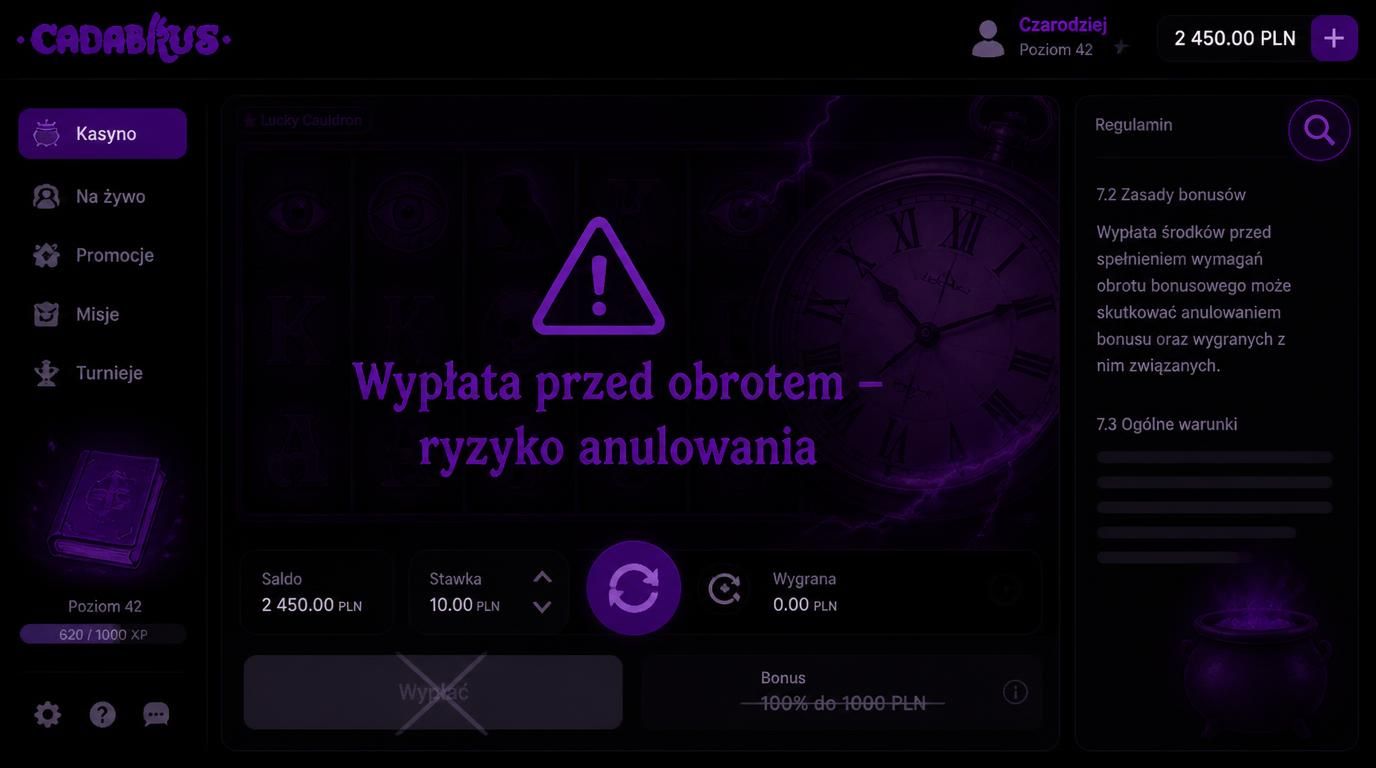 Dzień dobry Cas-lo interface z niedozwolonym przyciskiem wypłaty przed obrotem