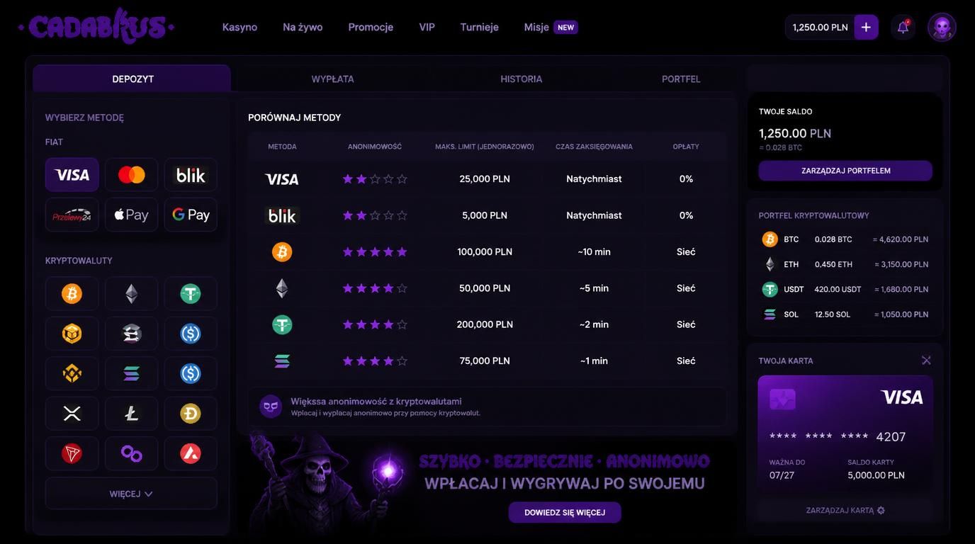 Fiat vs krypto: porównanie metod wpłat w Cadabrus