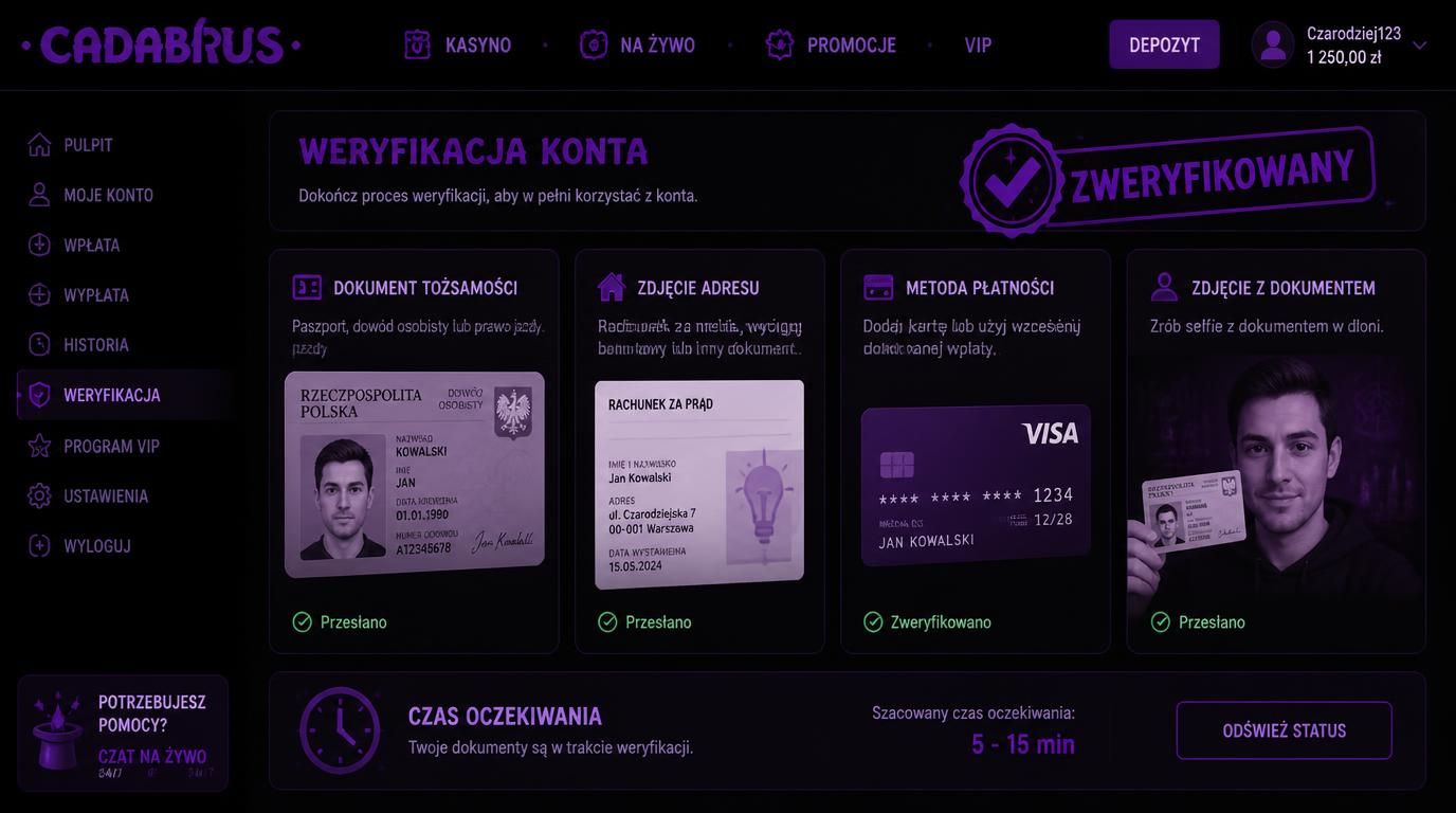 weryfikacja dokumentów i selfie z premium jazenerg